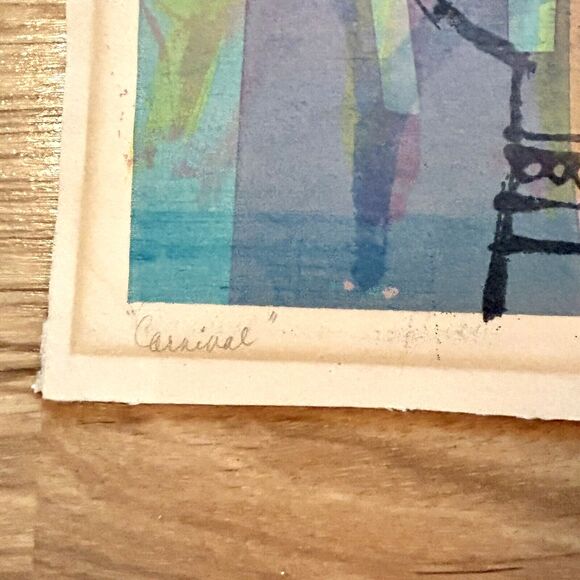 Sandra Holubow Abstract Print Signed Number Chicago Artist "Carnival" 15" x 19" - Picture 3 of 11